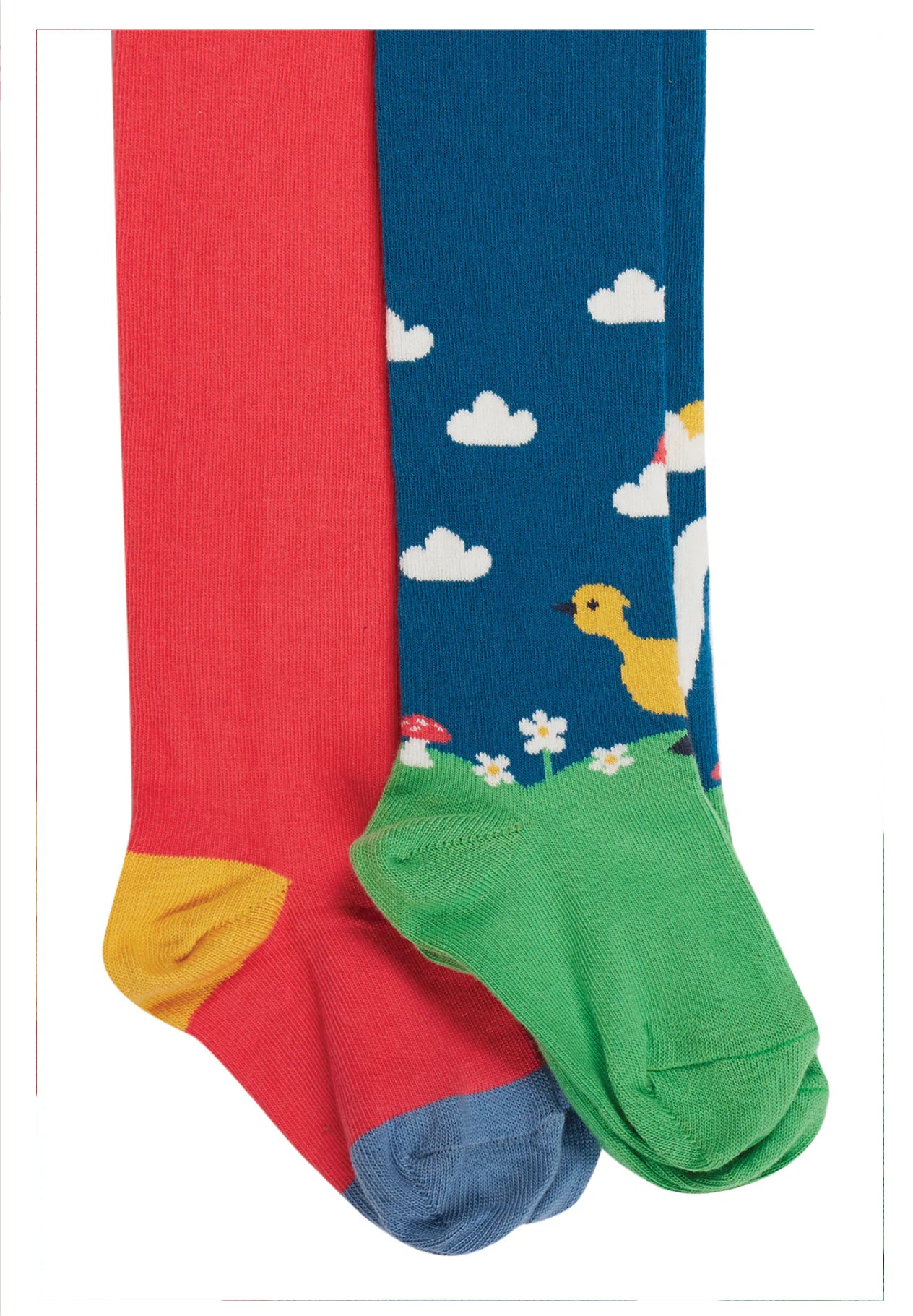 SALE Frugi Little Norah 2 Pack Tights Loch Blue/Geese