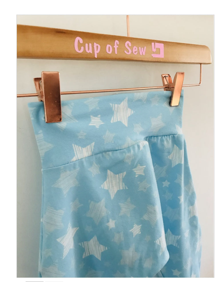 Baby Harem Leggings Baby Blue striped Star Print from Cup of Sew