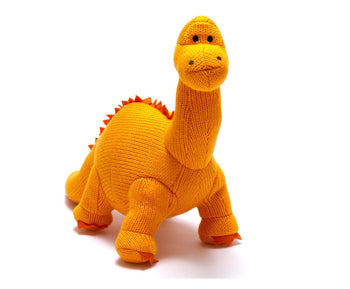 Orange Knitted Diplodocus Soft Toy