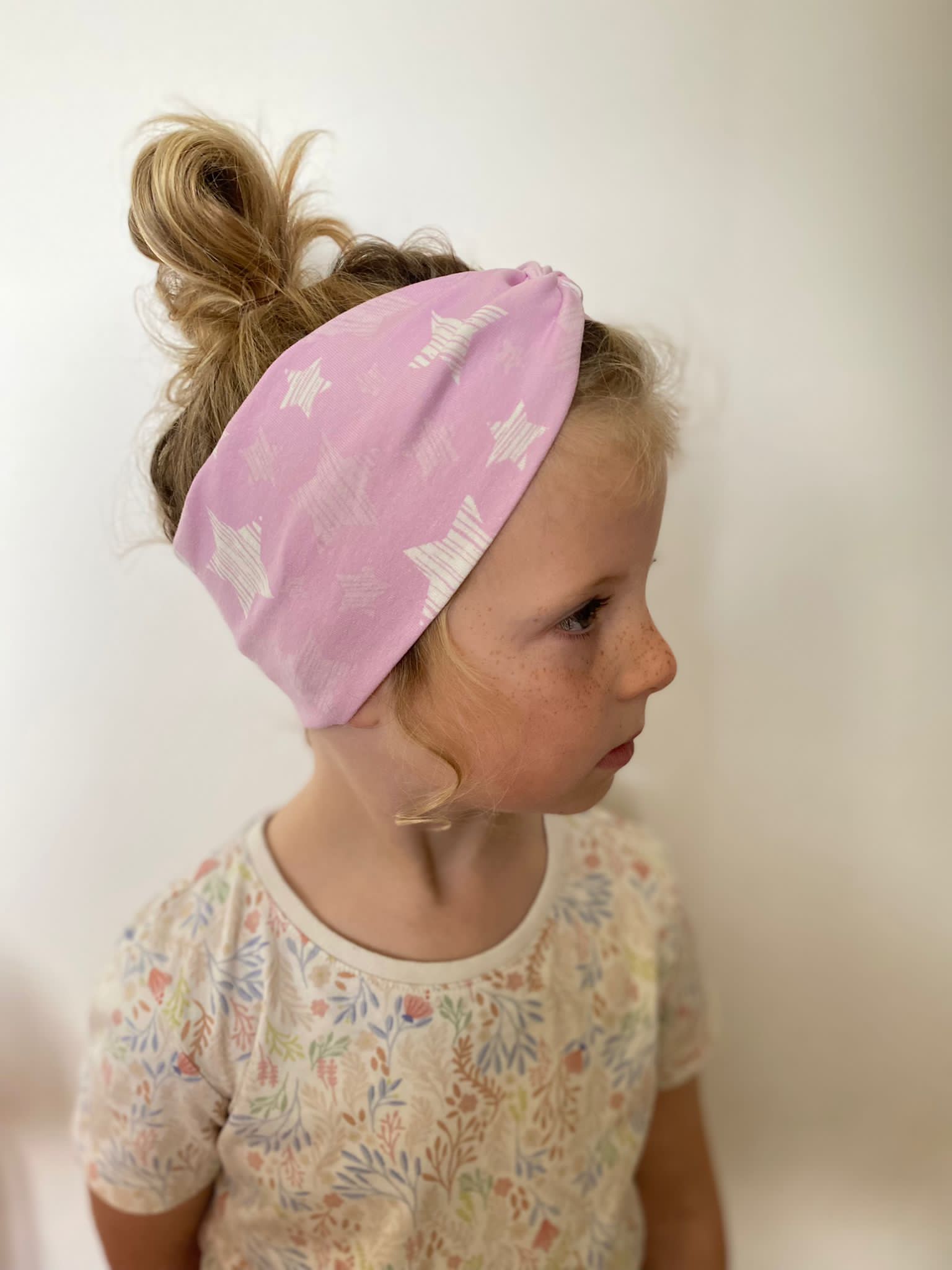 Knot Headband Pastel Pink Star Print from Cup of Sew