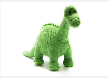 Small Knitted Green Diplodocus Dinosaur Rattle