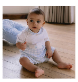 SALE Emile et Rose Danny Blue Check Baby Romper SALE