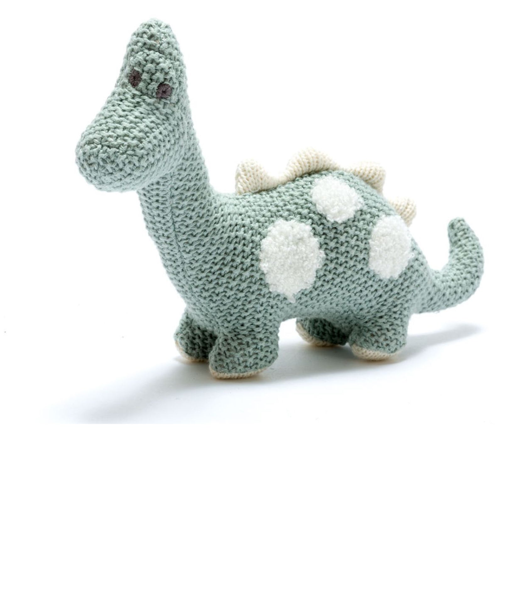 Small Diplodocus Organic Cotton Knitted Dinosaur Toy in Teal