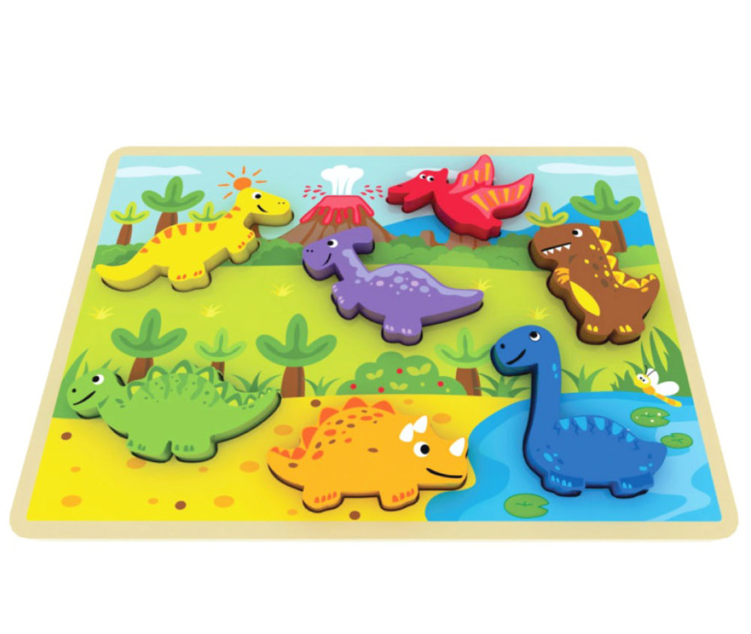 Jumini Chunky Wooden Dinosaur Puzzle Toy