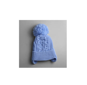 Baby Twilight Blue Pom Cable Style Knitted Hat
