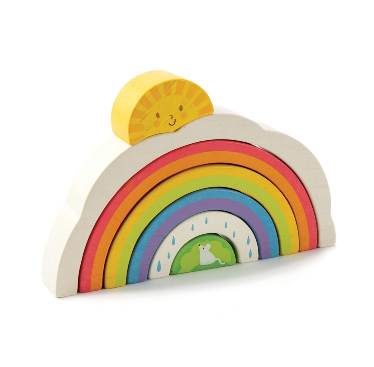Tenderleaf Toys Rainbow Tunnel Wooden Rainbow Puzzle Stacking Toy