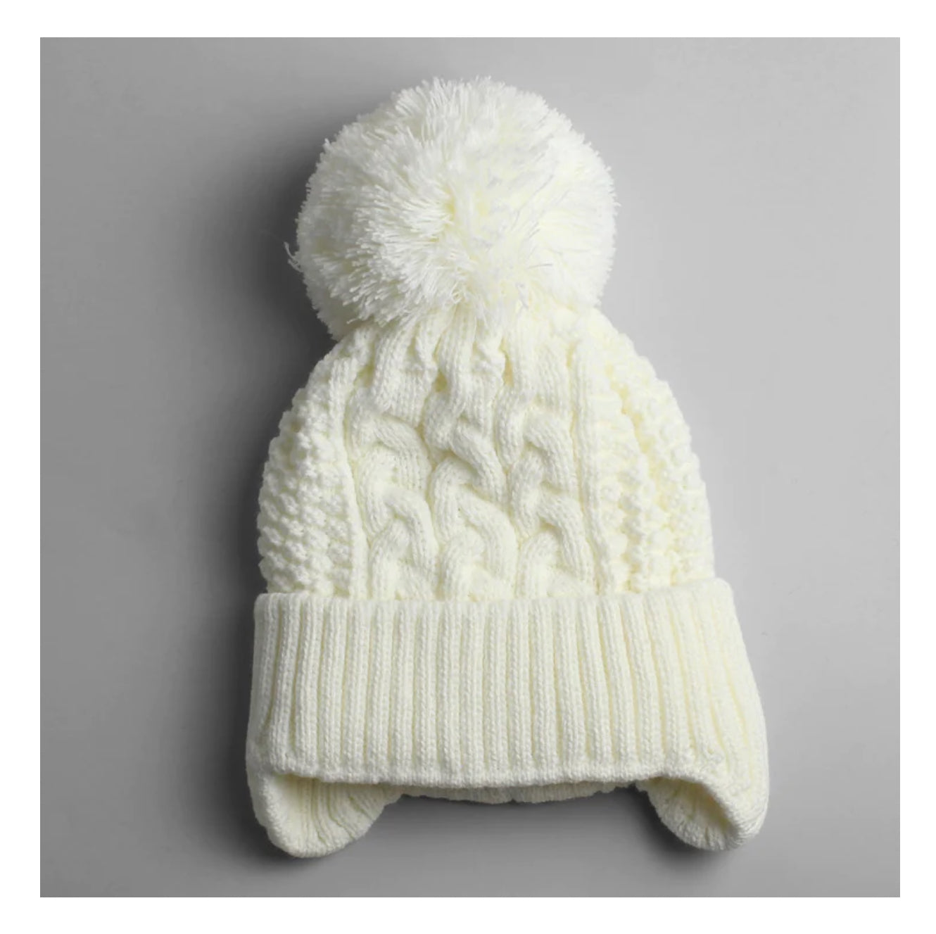 Baby Twilight Cream Pom Cable Style Knitted Hat