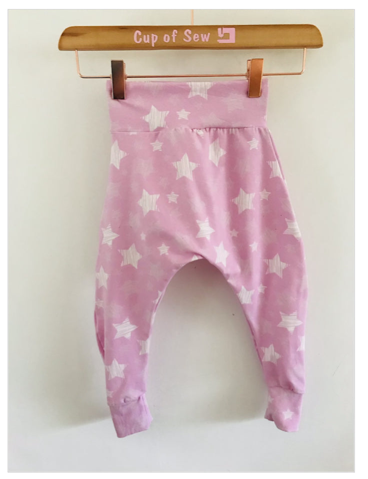 Baby Harem Leggings Pink striped Star Print from Cup of Sew