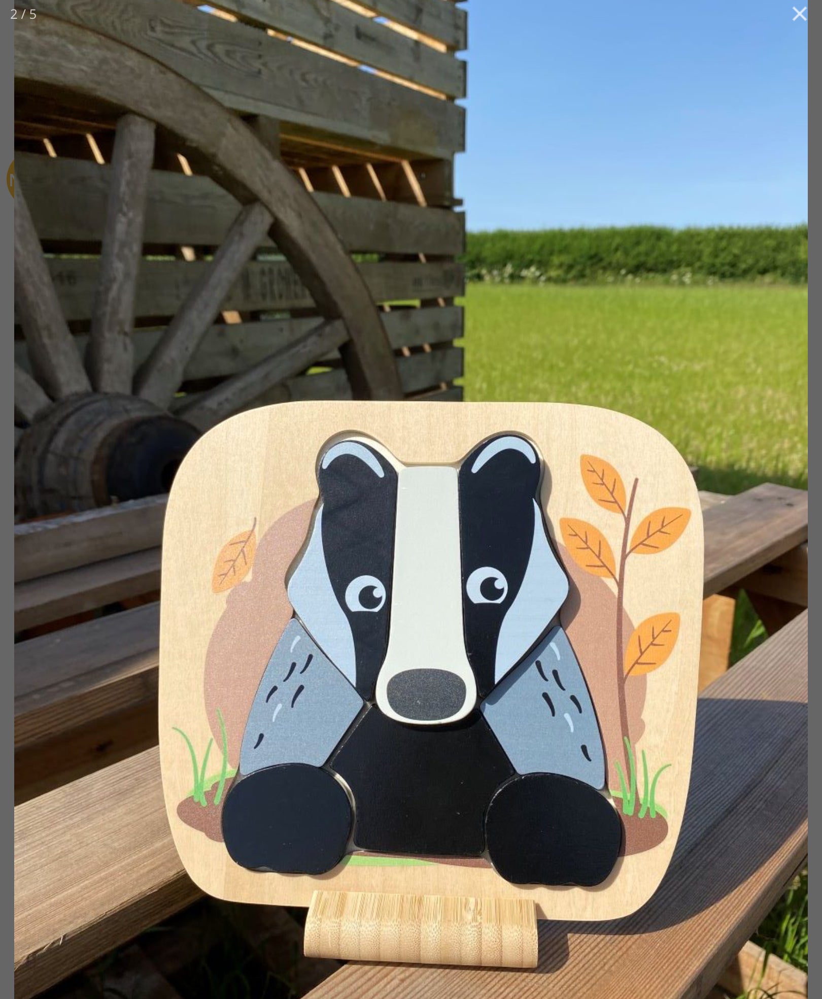 Jumini Woodland Collection Badger Raised Puzzle Wooden Toy