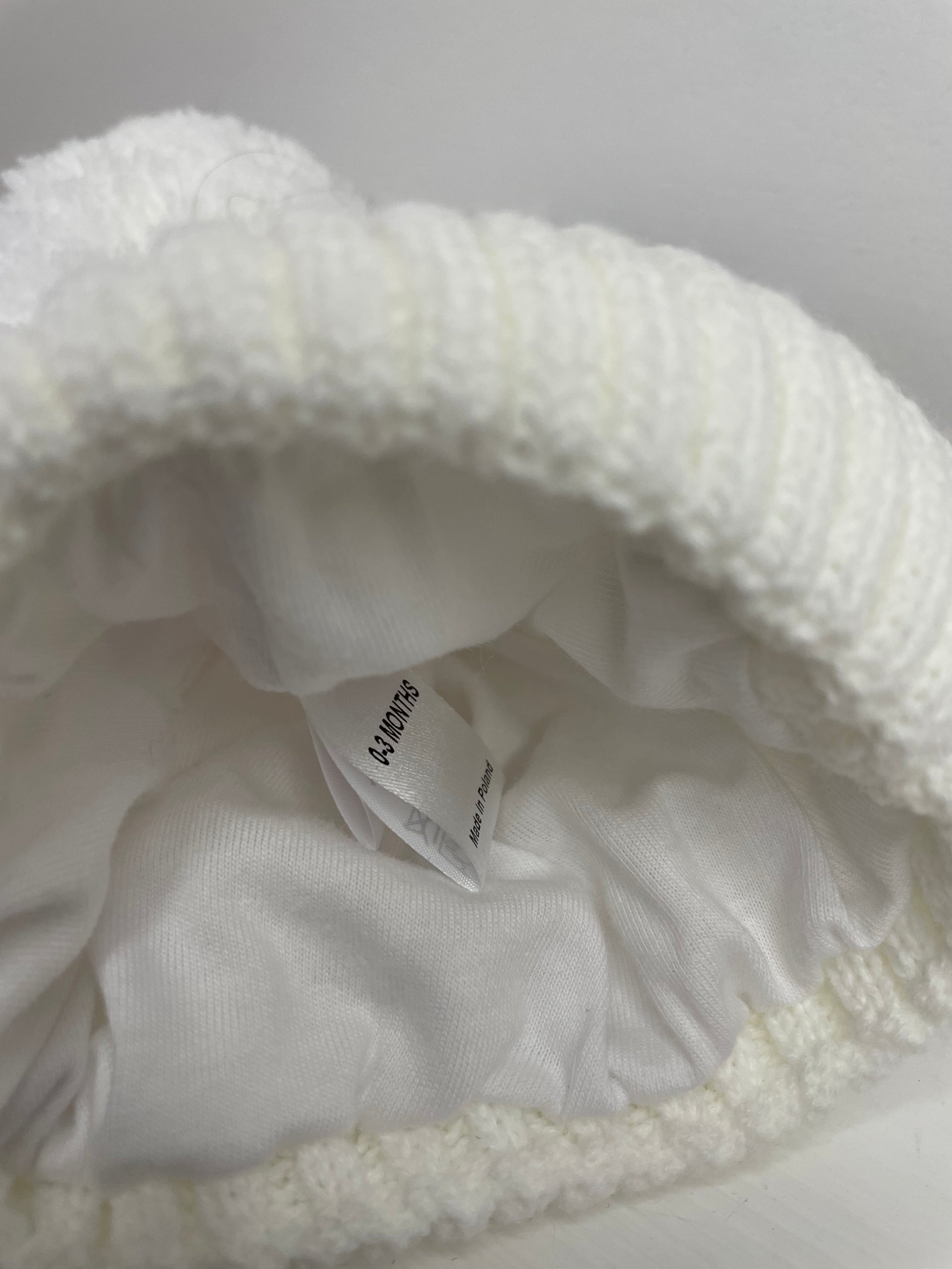Baby Ripples White Pom Knitted Hat