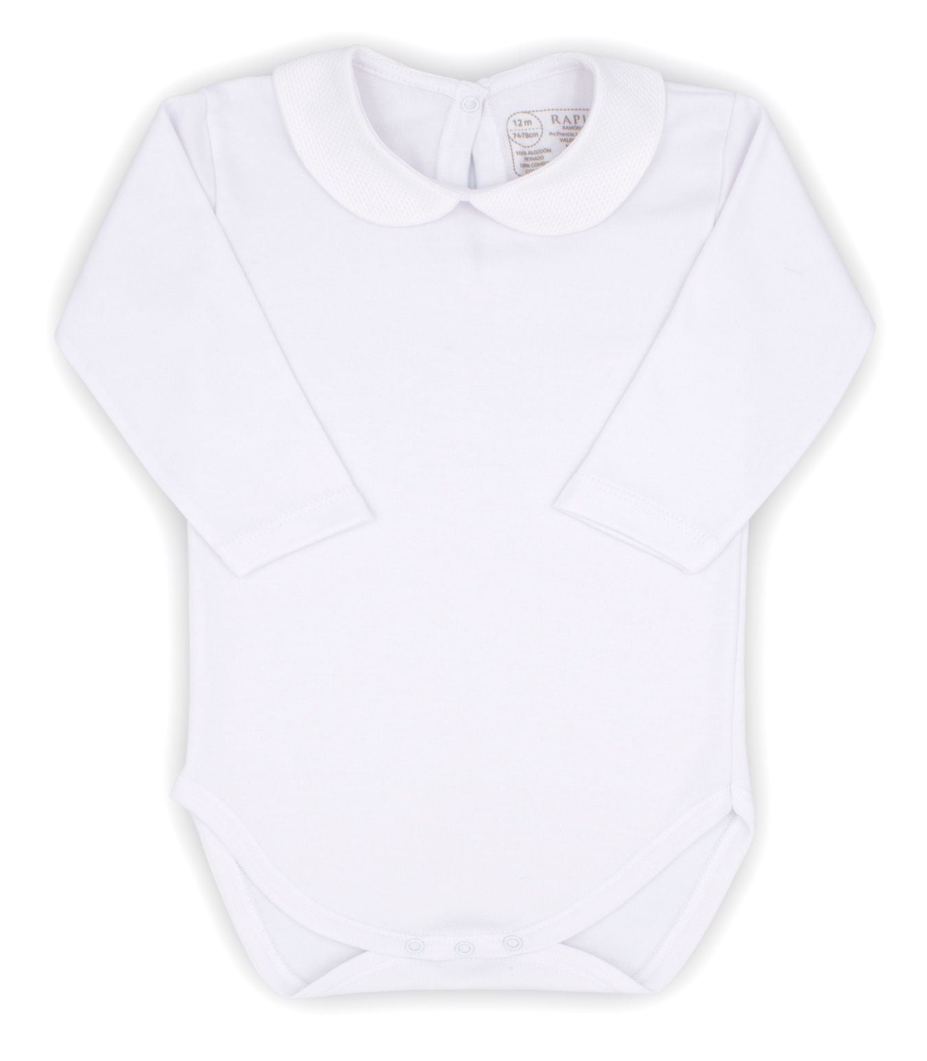 Rapife Baby Unisex White Cotton Body Top Peter Pan Collar