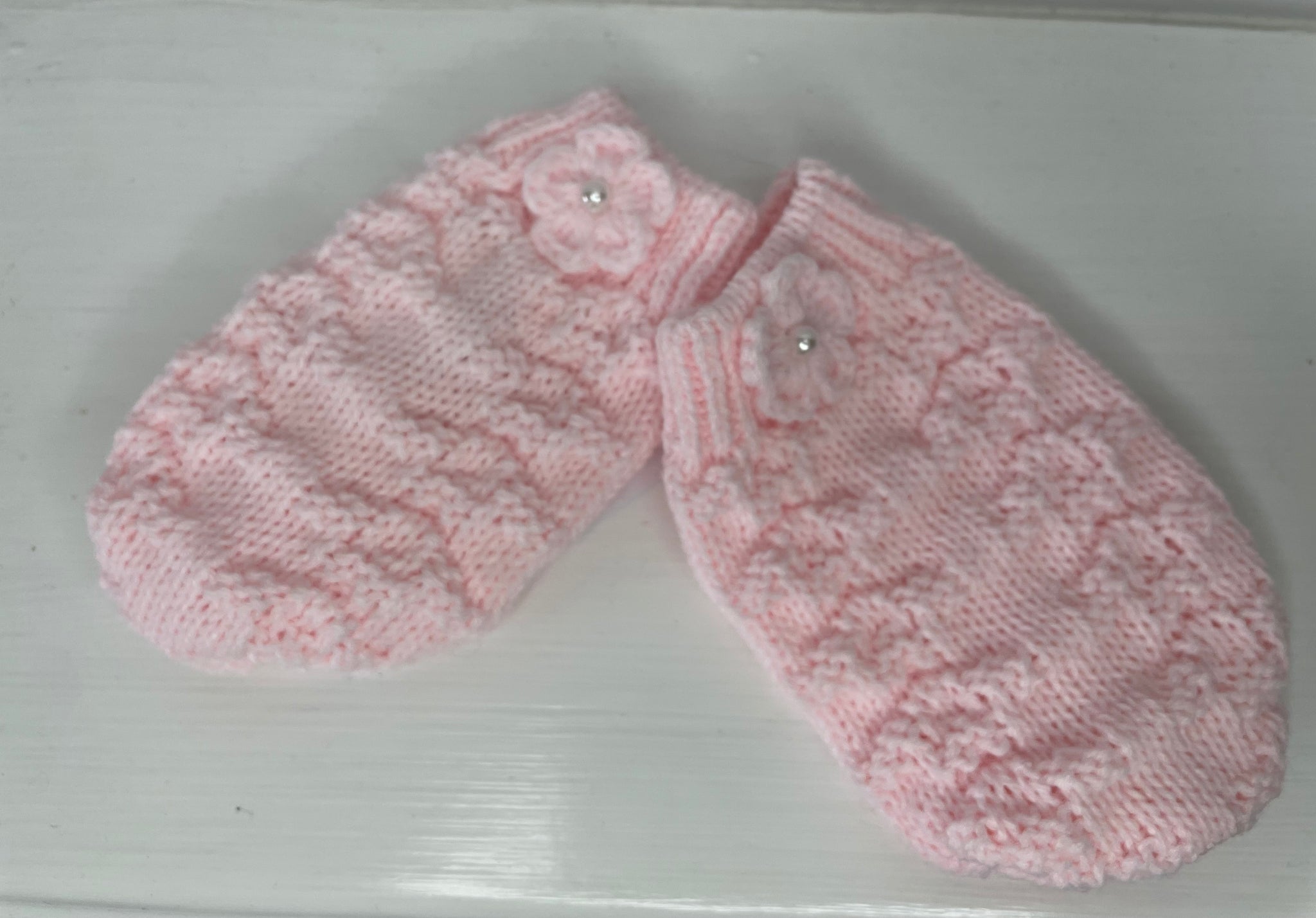 Baby Ripples Pink Knitted Mittens