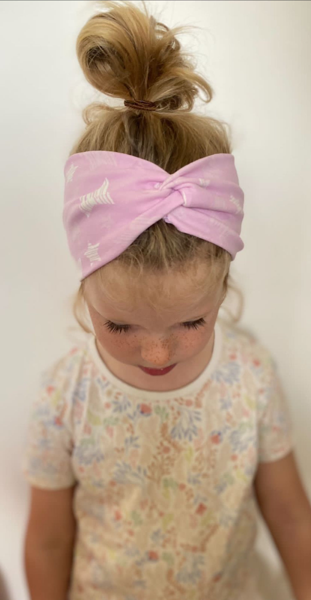 Knot Headband Pastel Pink Star Print from Cup of Sew