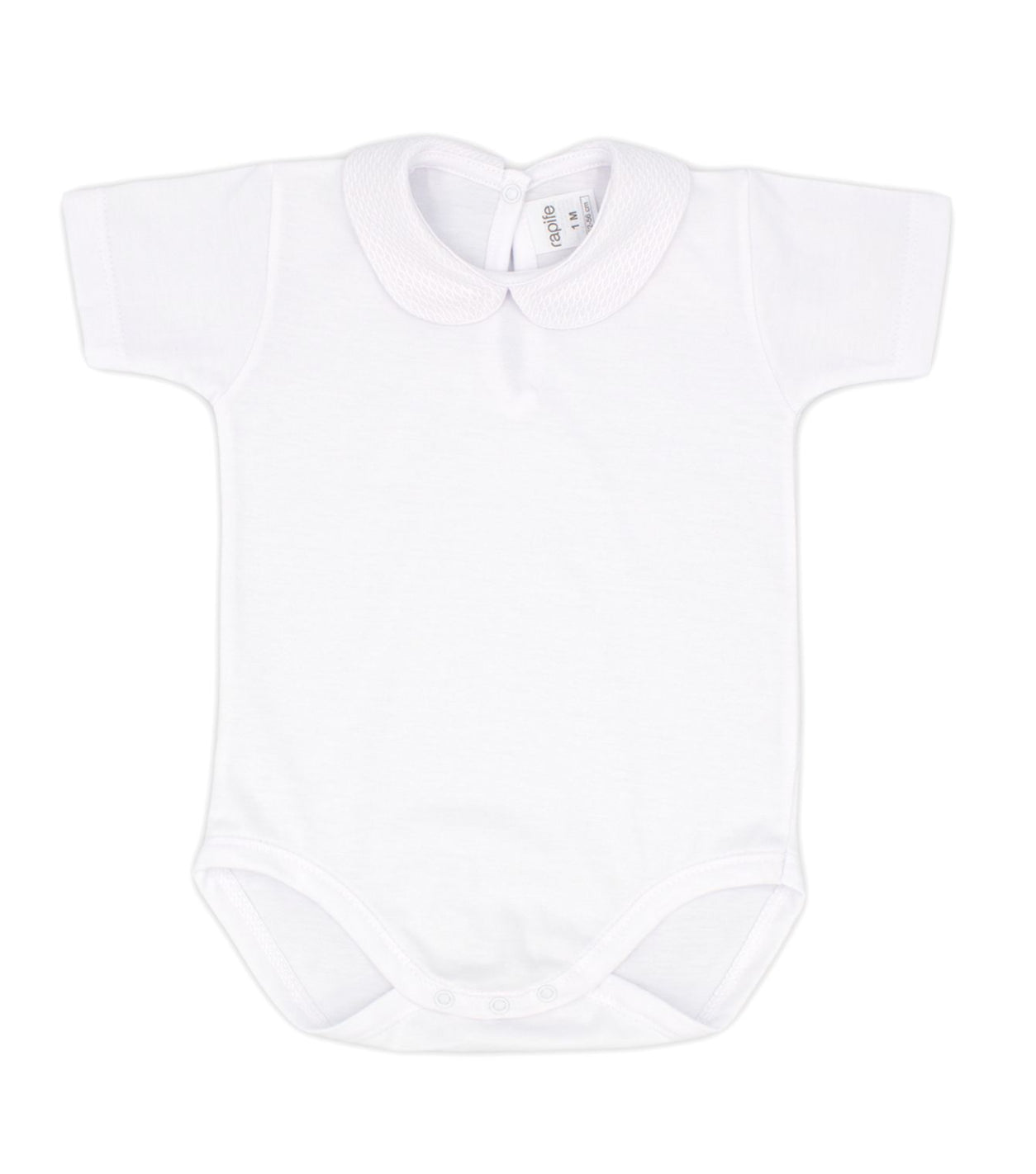 Rapife Baby Unisex White Cotton Short sleeve Body Top Peter Pan Collar