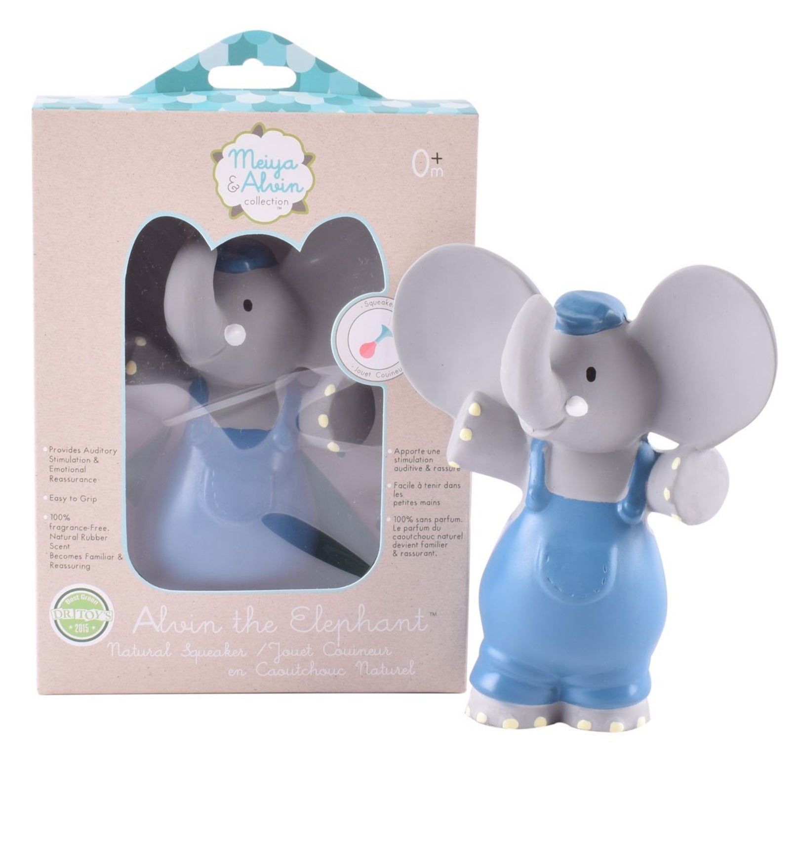 Alvin The Elephant Rubber Baby Teether Squeaker in a Gift Box