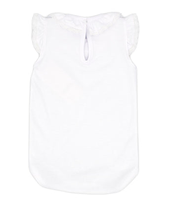 SALE Rapife Baby Girl’s White Cotton Sleeveless Body Top Frilled Collar