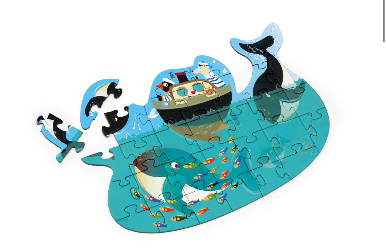 Whales Compact Contour Puzzle (31 pieces) from Scratch