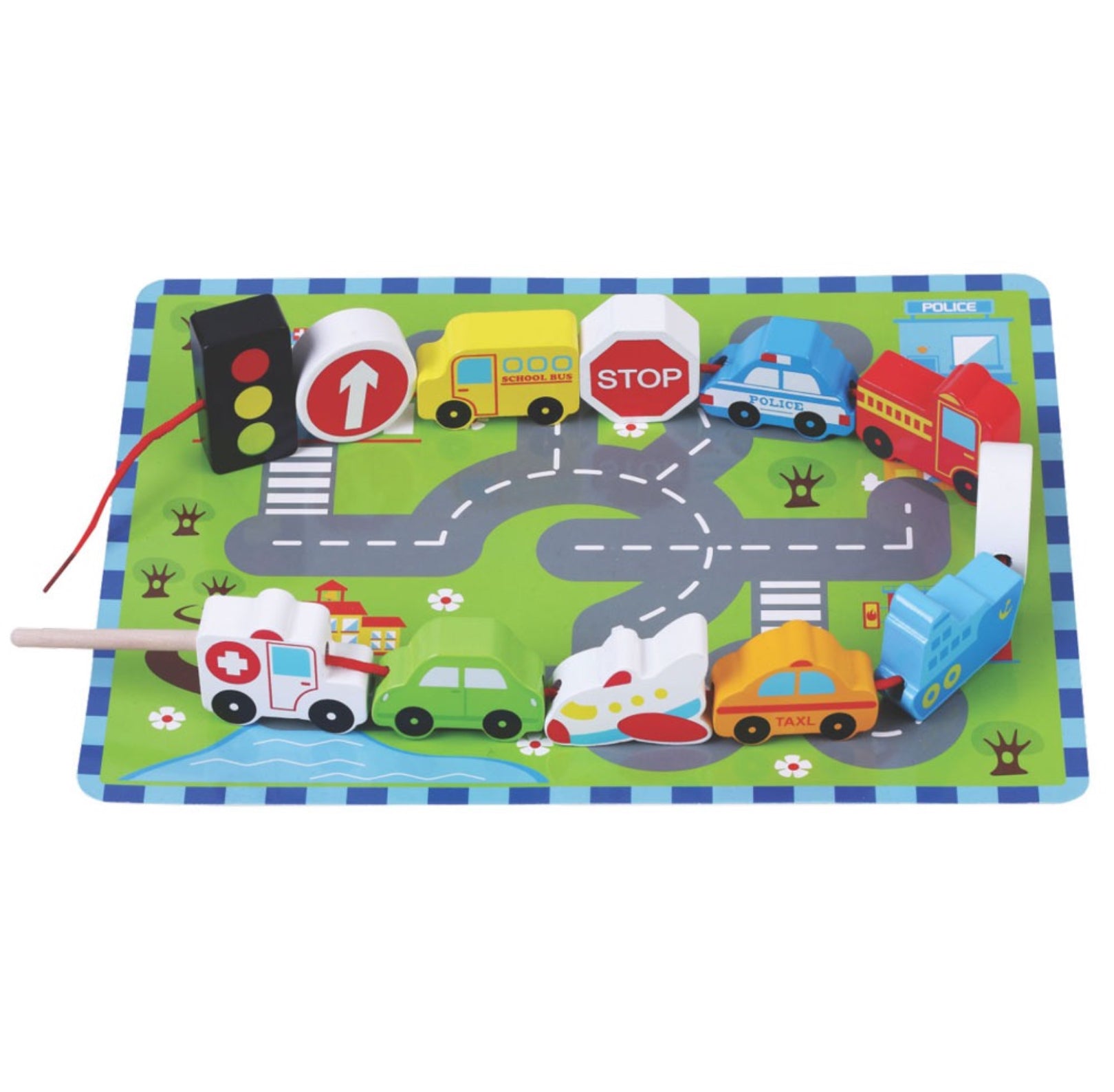 Jumini Traffic Lacing Game Wooden Toy