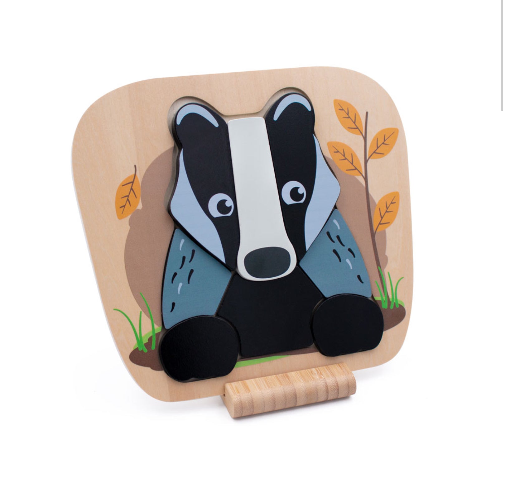 Jumini Woodland Collection Badger Raised Puzzle Wooden Toy