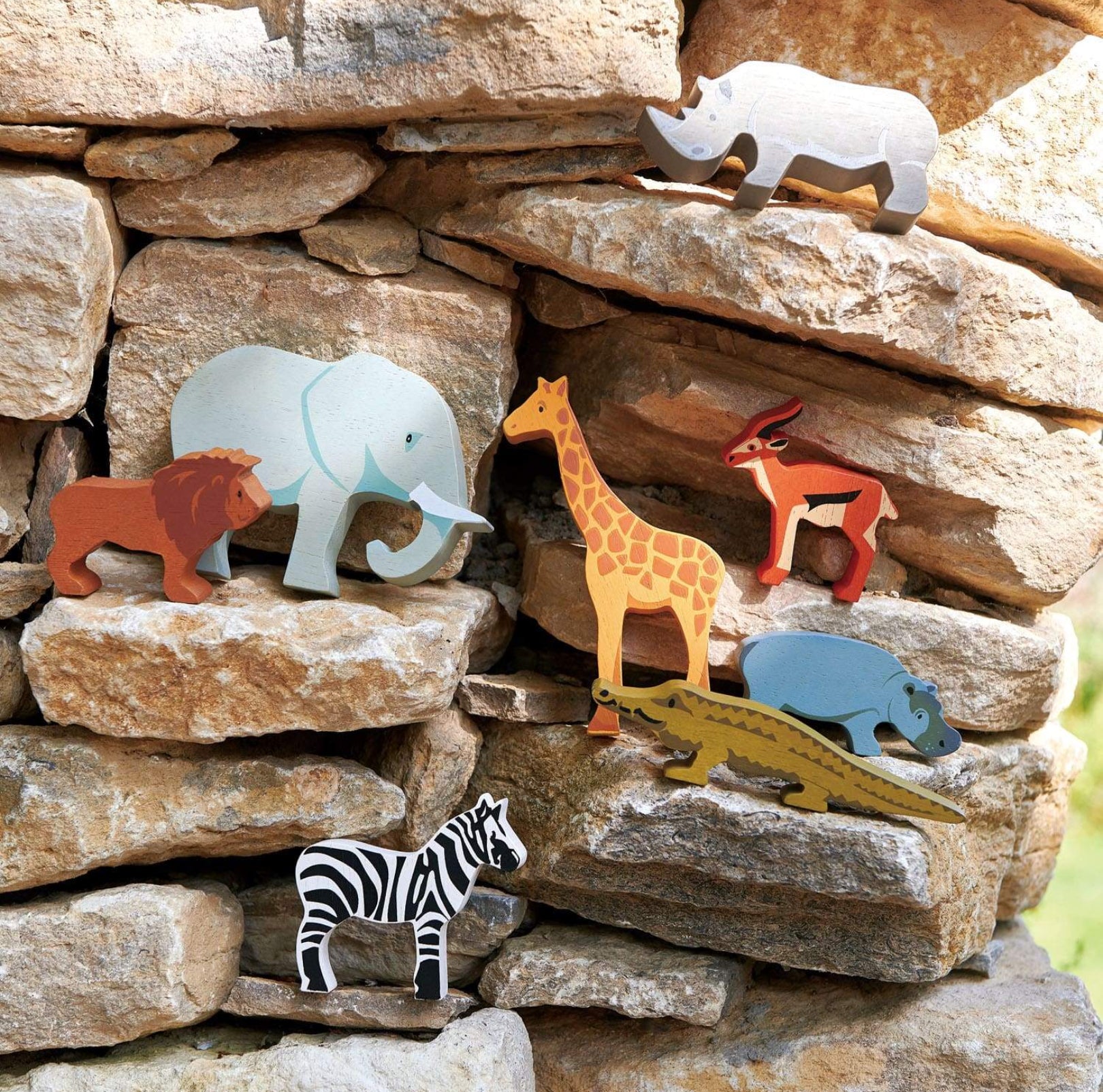 Tender Leaf Toys Safari Animals Rhinoceros Wooden Toy